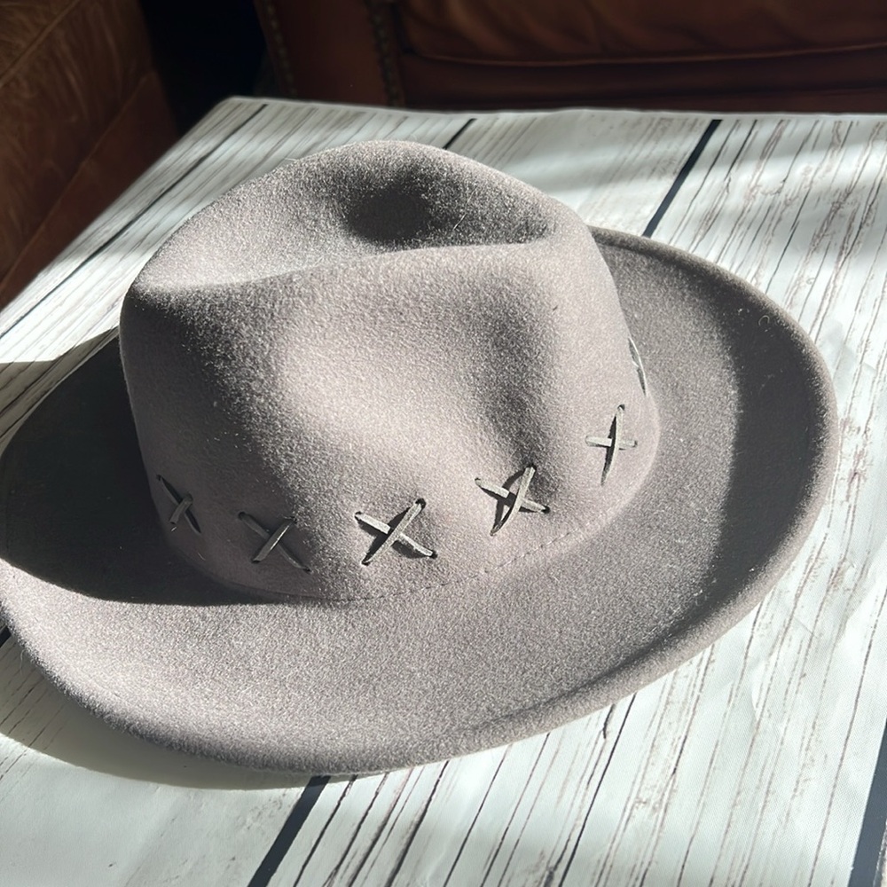 Stylish Gray Fedora Hat 100% Wool - image 4